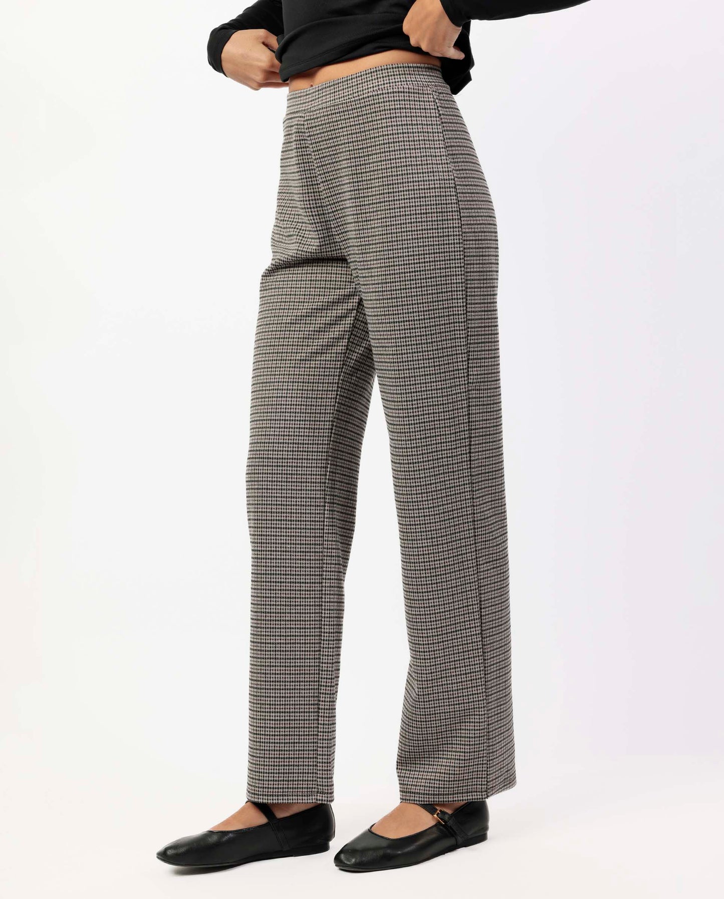 Pantalón Elástico Largo Micro Cuadros para Mujer