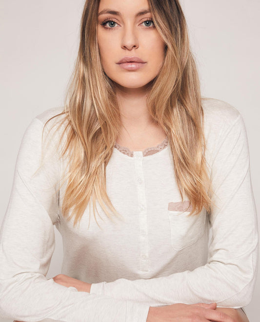 Camisola Manga Larga Lace Night para Mujer