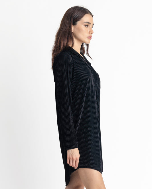 Camisola Negra Manga Larga Elegant Stripes para Mujer