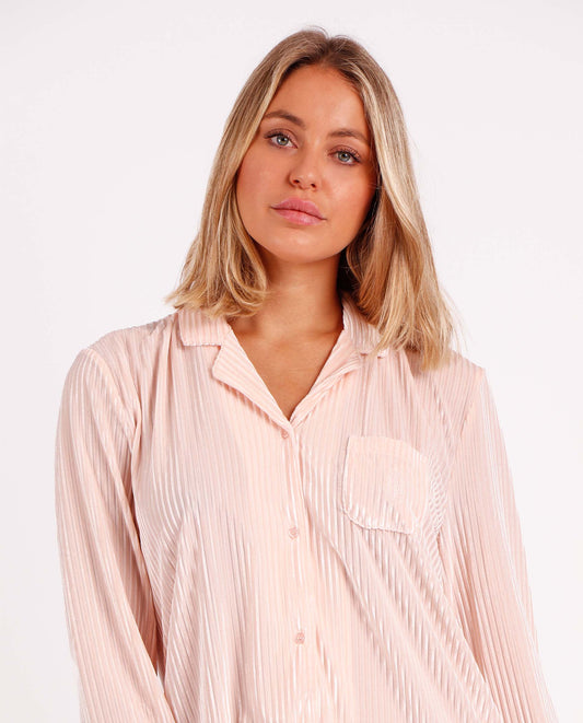 Camisola Rosa Manga Larga Elegant Stripes para Mujer