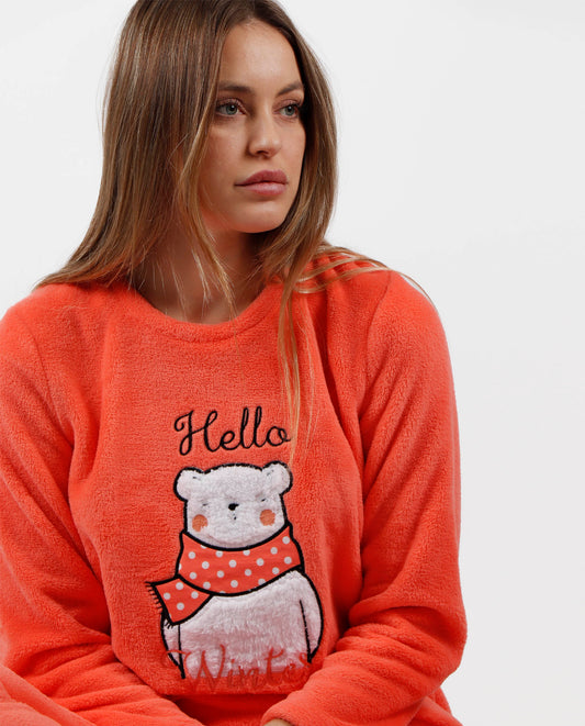 Pijama Calentito Manga Larga Hello Winter para Mujer