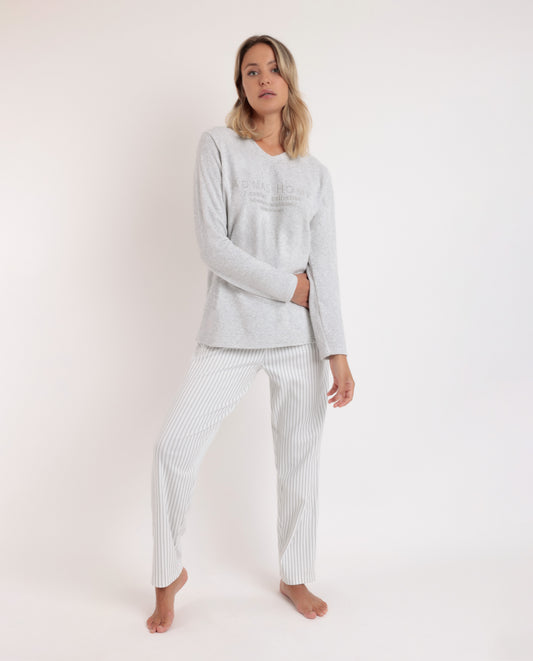 Pijama Manga Larga Doble Velvet Soft Pico Perla para Mujer