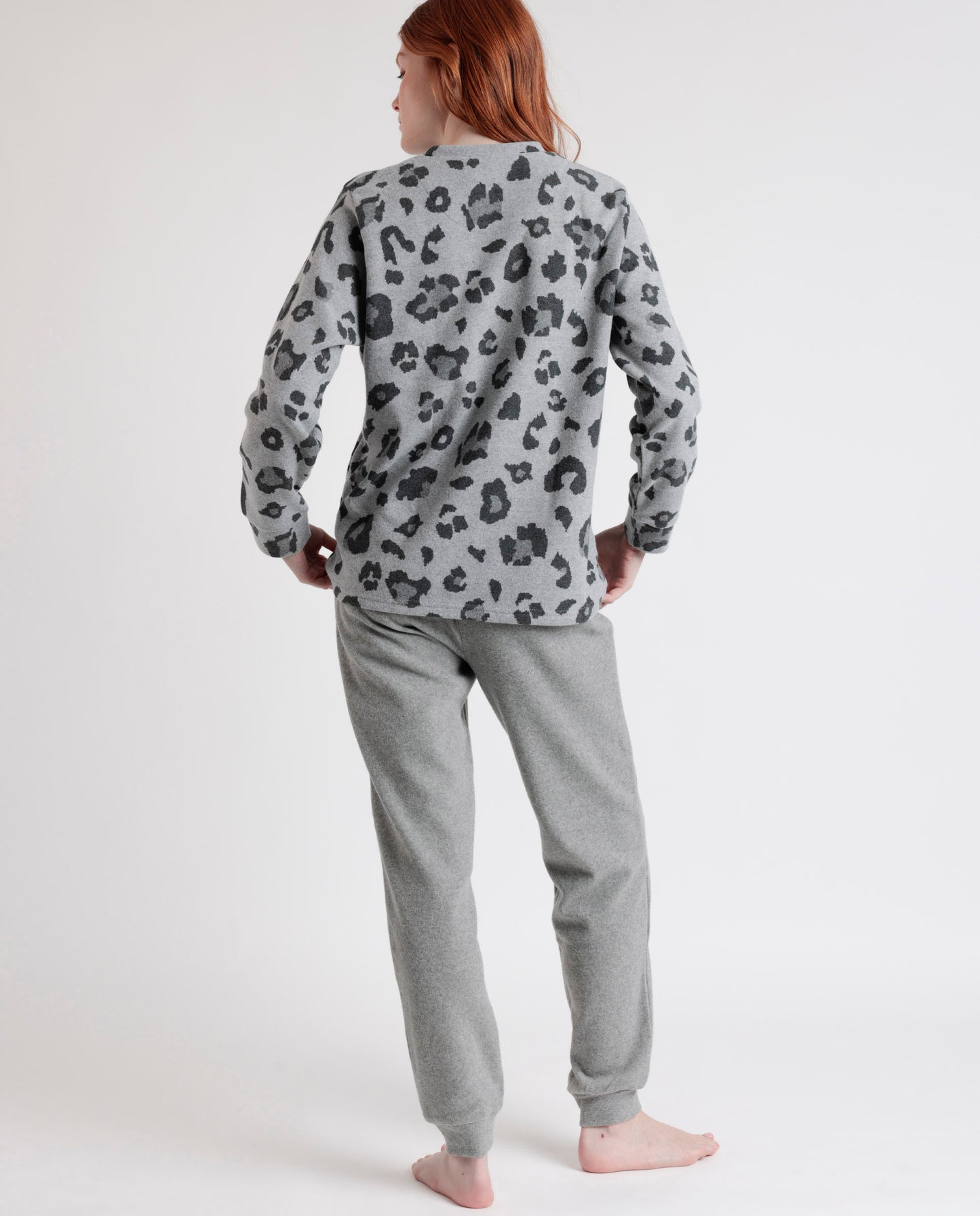 Pijama Gris Manga Larga Skin para Mujer