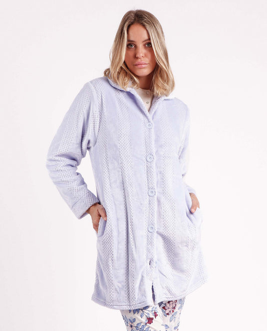 Bata Manga Larga Calentita Indian Scarf Azul para Mujer