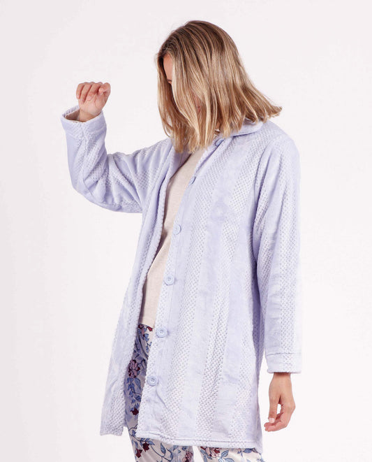 Bata Manga Larga Calentita Indian Scarf Azul para Mujer