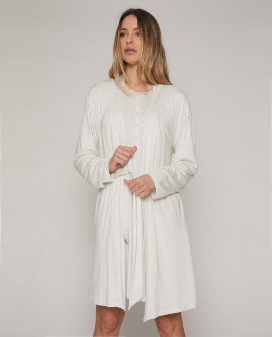 Bata Manga Larga Lace Night para Mujer