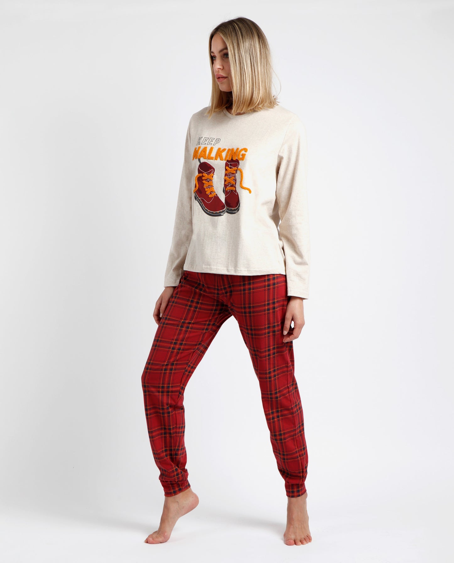 Pijama Manga Larga Keep Walking para Mujer