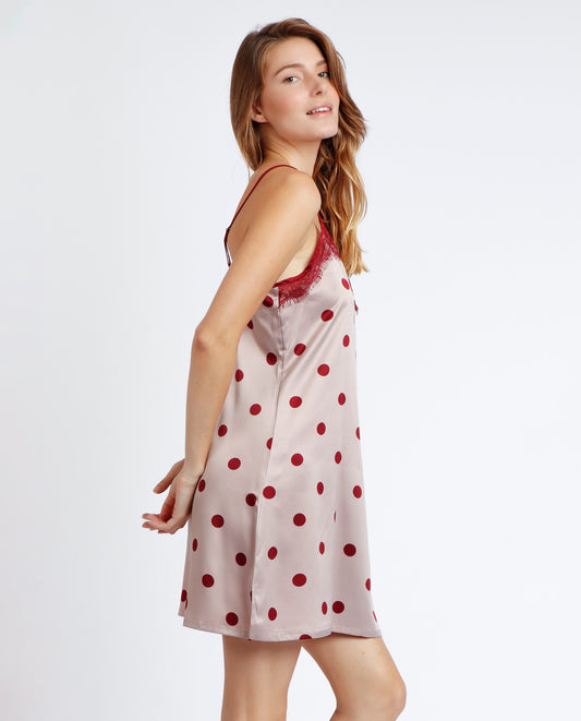 Camisola Tirantes Elegant Dots Burdeos para Mujer