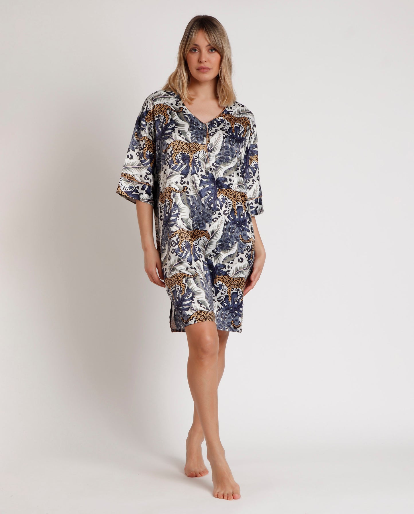 Camisola Manga Francesa Leopard Piel para Mujer