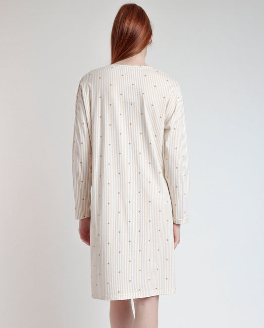 Camisola Manga Larga Stripes And Stars Beige para Mujer