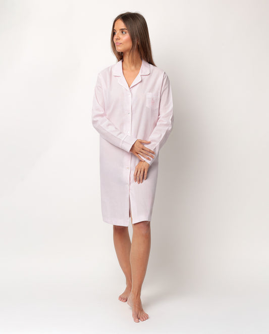 Camisola Manga Larga Abierta Popelín Stripes Rosa para Mujer