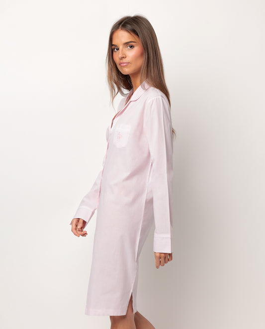 Camisola Manga Larga Abierta Popelín Stripes Rosa para Mujer