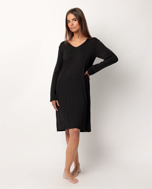 Camisola Manga Larga Lisos negro para Mujer