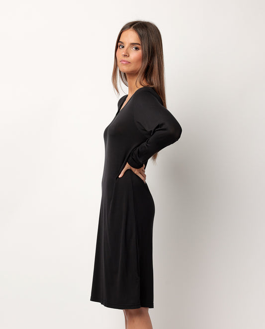 Camisola Manga Larga Lisos negro para Mujer