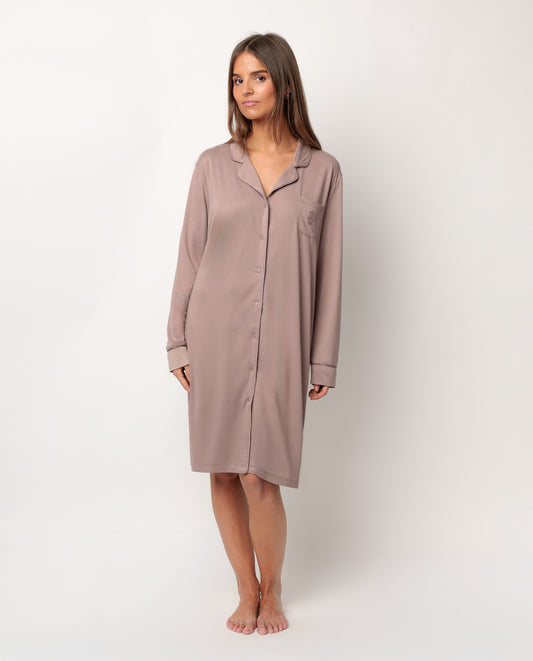 Camisola Manga Larga Abierta Soft Sleep Moka para Mujer