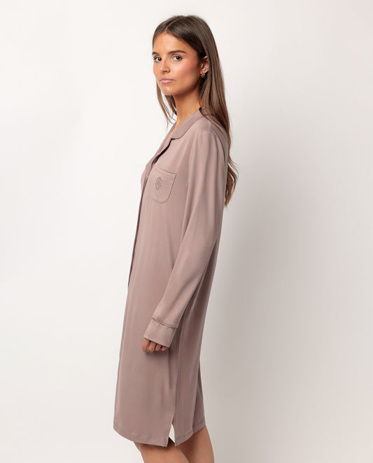 Camisola Manga Larga Abierta Soft Sleep Moka para Mujer