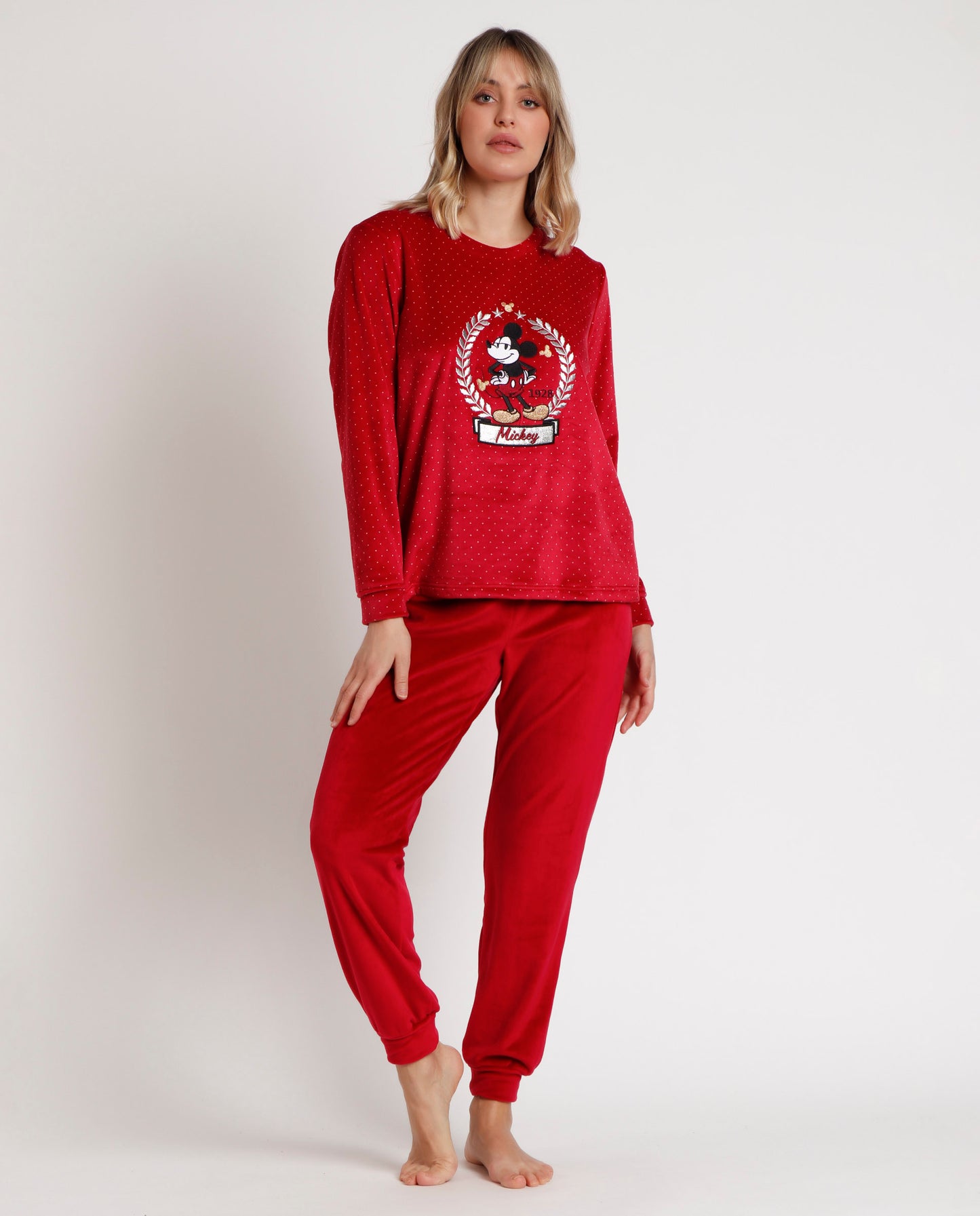 Pijama Manga Larga Velvet King Mickey para Mujer