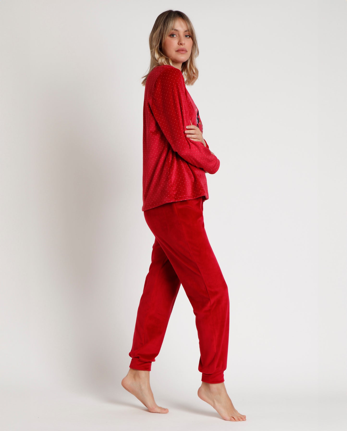 Pijama Manga Larga Velvet King Mickey para Mujer