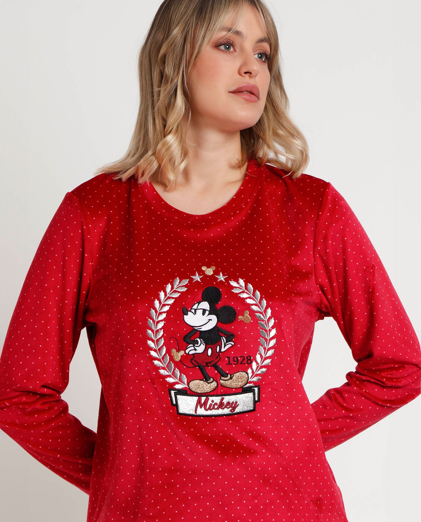 Pijama Manga Larga Velvet King Mickey para Mujer
