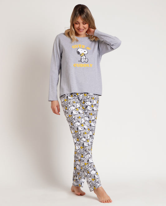 Pijama Manga Larga Snoopy Funny para Mujer