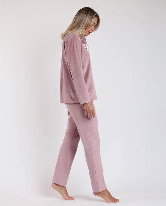 LUXURY Pijama Manga Larga Velvet Tracksuit Petalo para Mujer