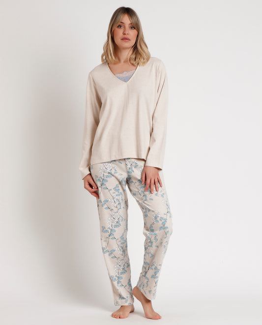 Pijama Manga Larga Climbing Flowers para Mujer