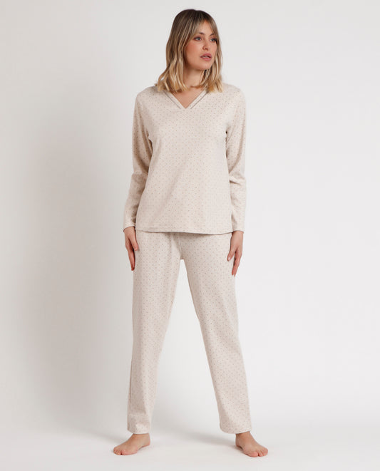 Pijama Manga Larga Organic Dots para Mujer