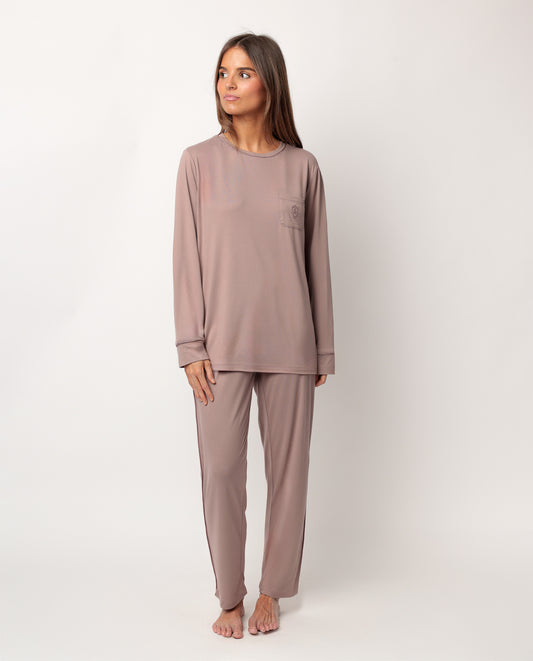 Pijama Manga Larga Soft Sleep Moka para Mujer