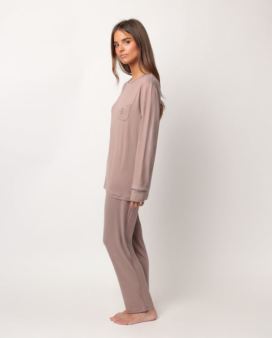 Pijama Manga Larga Soft Sleep Moka para Mujer