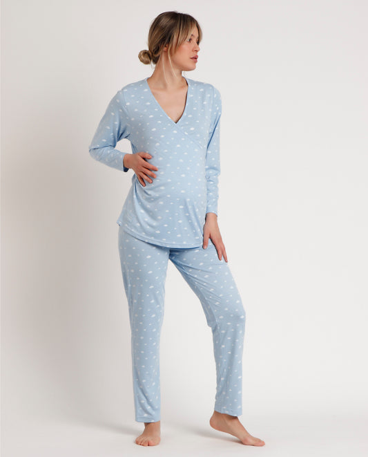 Pijama Manga Larga Maternity Nubes para Mujer