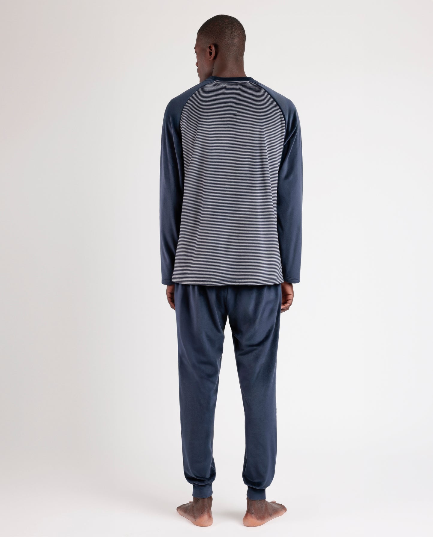Pijama Manga Larga Velvet Basic Stripes para Hombre