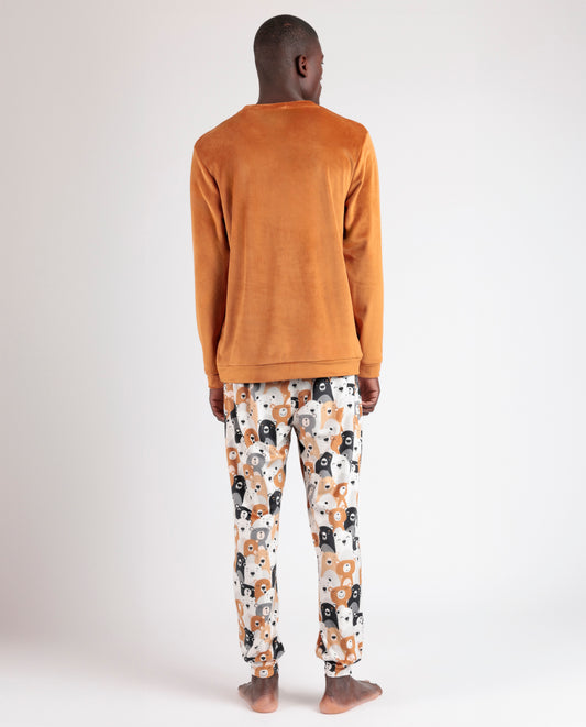 Pijama Manga Larga Velvet Family Bear para Hombre