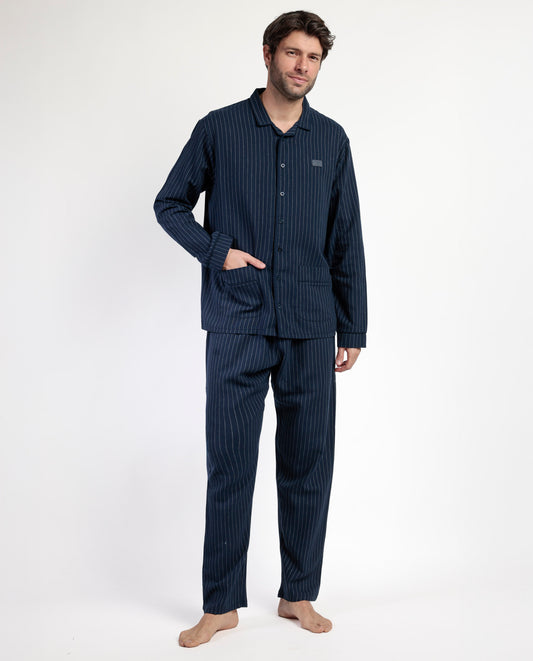 Pijama Manga Larga Abierto Miro Stripes para Hombre