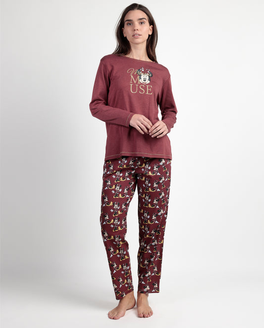 Pijama Manga Larga Minnie Mouse para Mujer