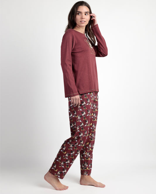 Pijama Manga Larga Minnie Mouse para Mujer