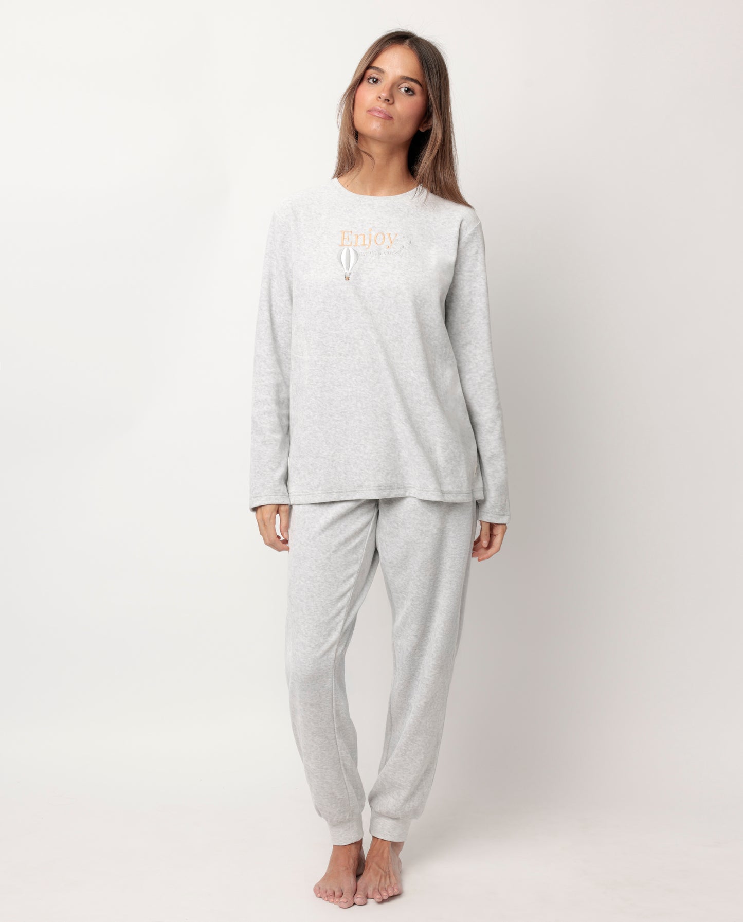 Pijama Manga Larga Velvet Enjoy Every Moment para Mujer
