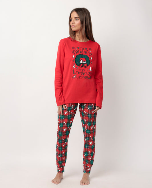 Pijama Manga Larga Reindeer Crossing para Mujer