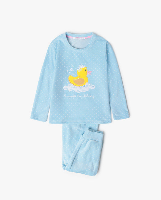 Pijama Manga Larga Terciopelo Sweet Duckling para Niña