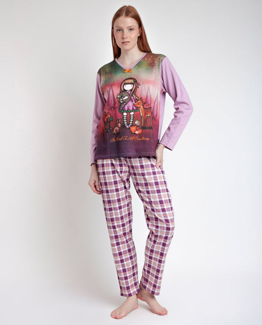Pijama Manga Larga Estampado Be Kind To All Creatures para Mujer