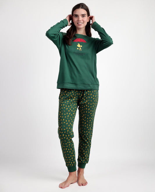 Pijama Manga Larga Green Classic para Mujer