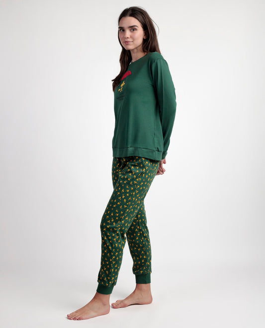 Pijama Manga Larga Green Classic para Mujer