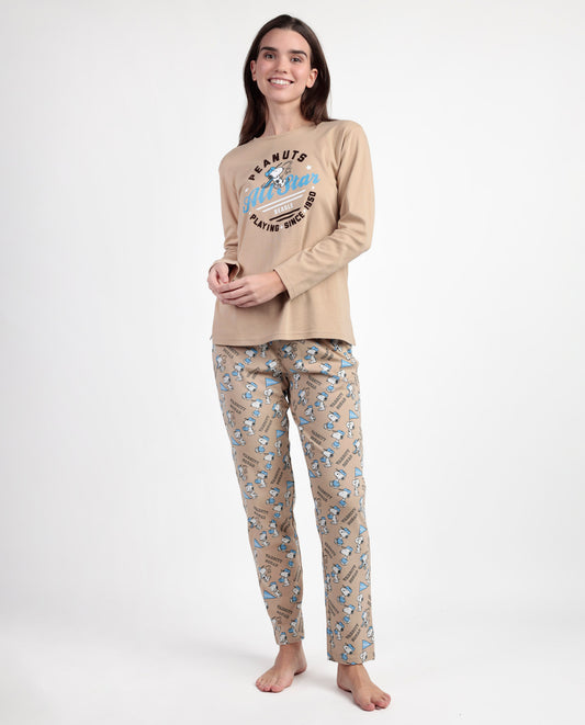 Pijama Manga Larga Varsity Squad para Mujer