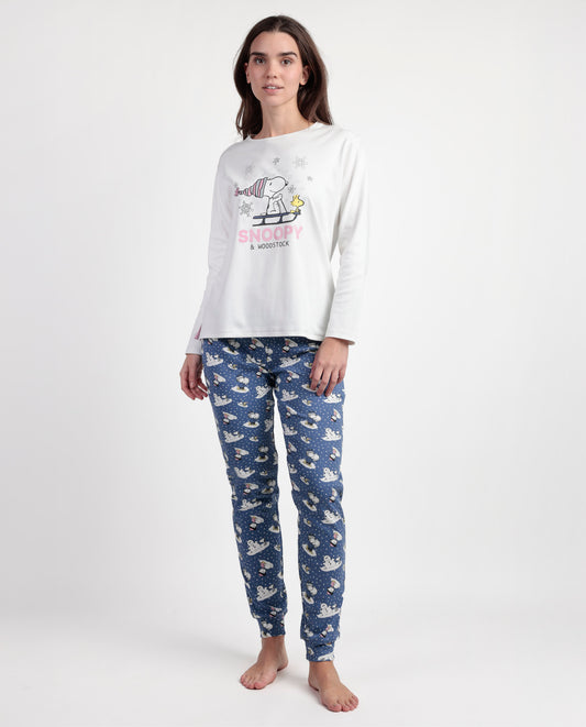 Pijama Manga Larga Crudo Snow Drift para Mujer