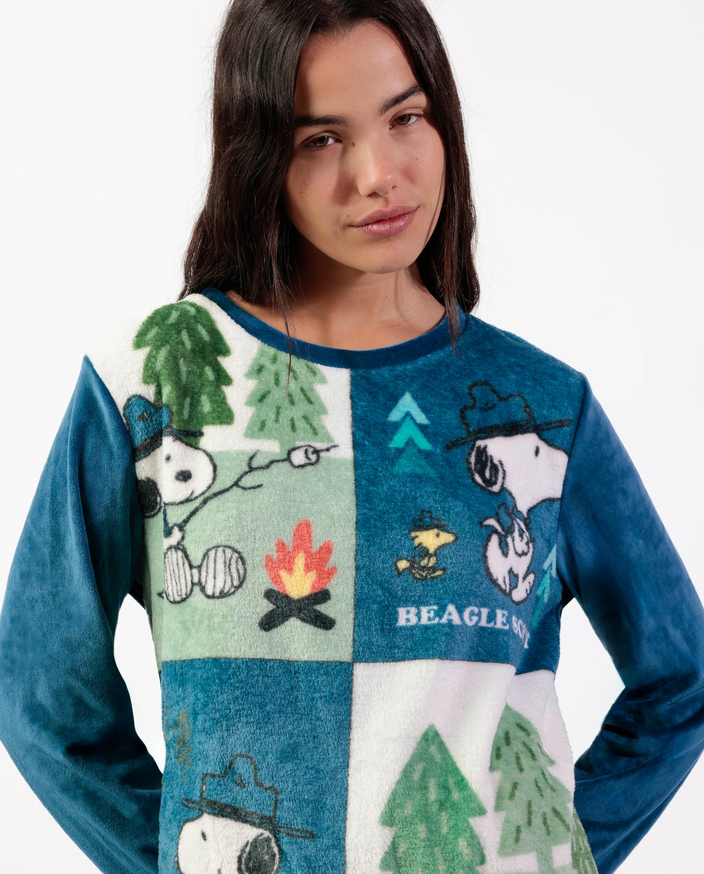 Pyjama à manches longues en velours pour femme, motif scout Beagle
