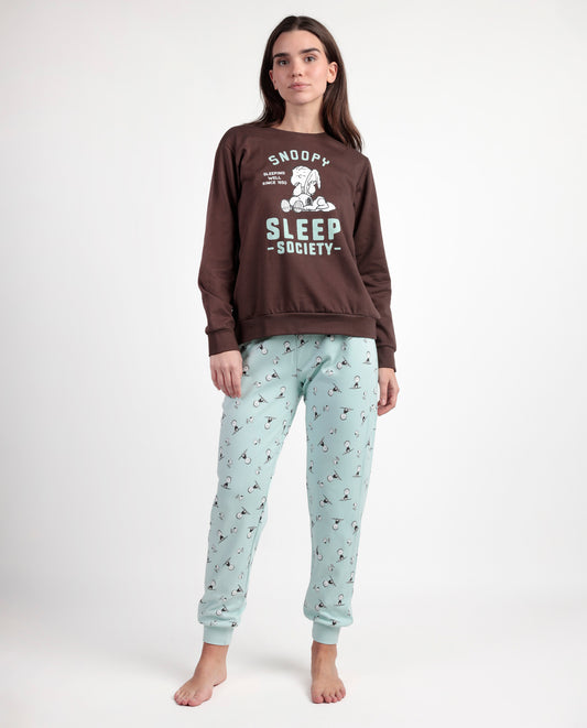 Pijama Manga Larga Felpa Sleep Society para Mujer