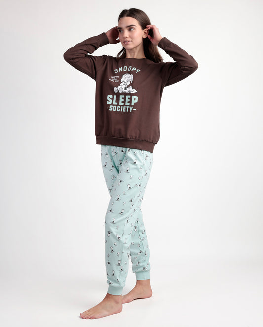 Pijama Manga Larga Felpa Sleep Society para Mujer