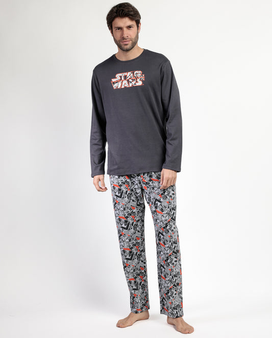 Pijama Manga Larga Comic B&W para Hombre