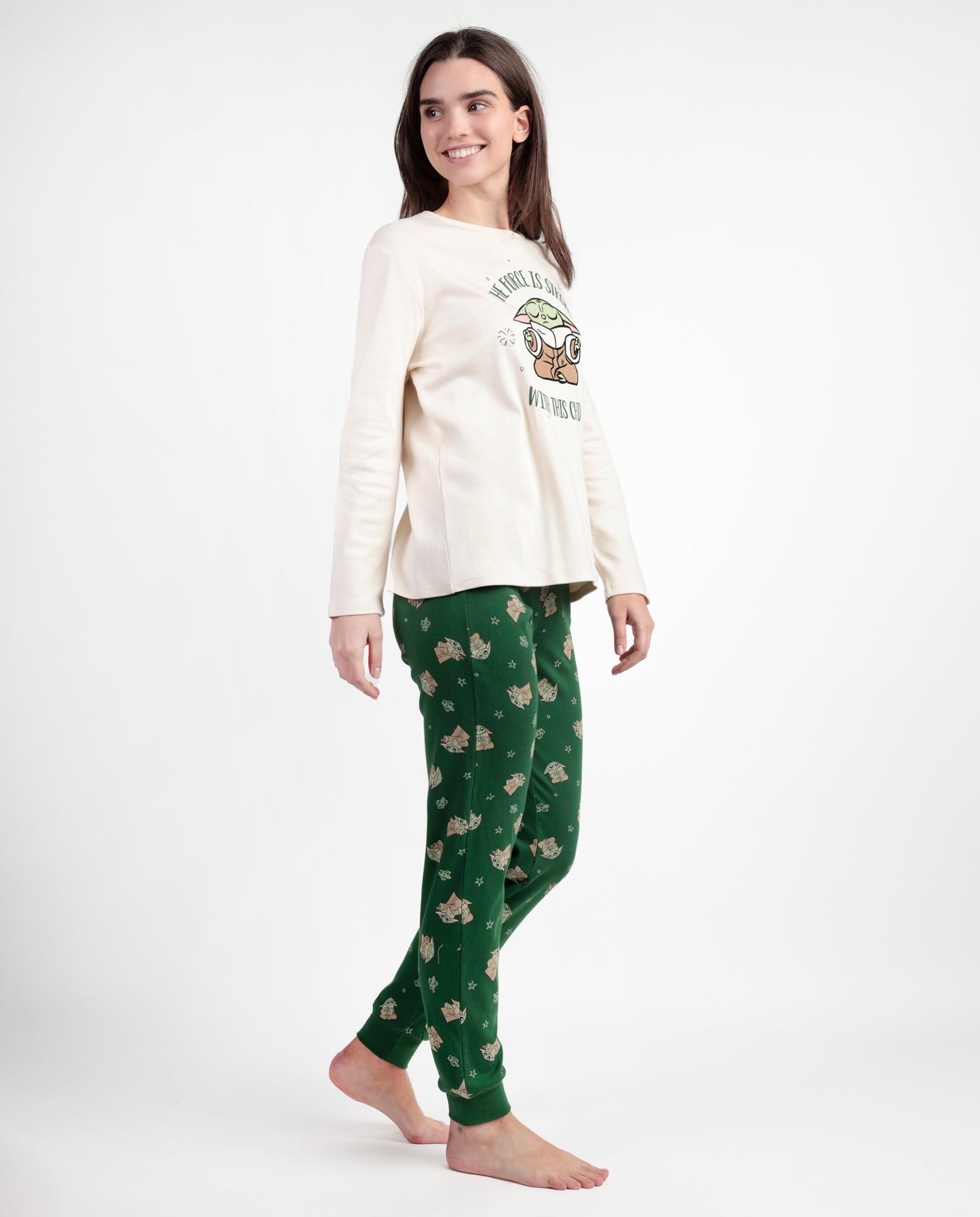 Pijama Manga Larga Grogu Cute para Mujer