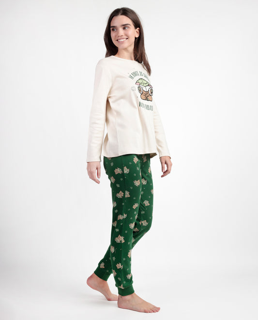 Pijama Manga Larga Grogu Cute para Mujer