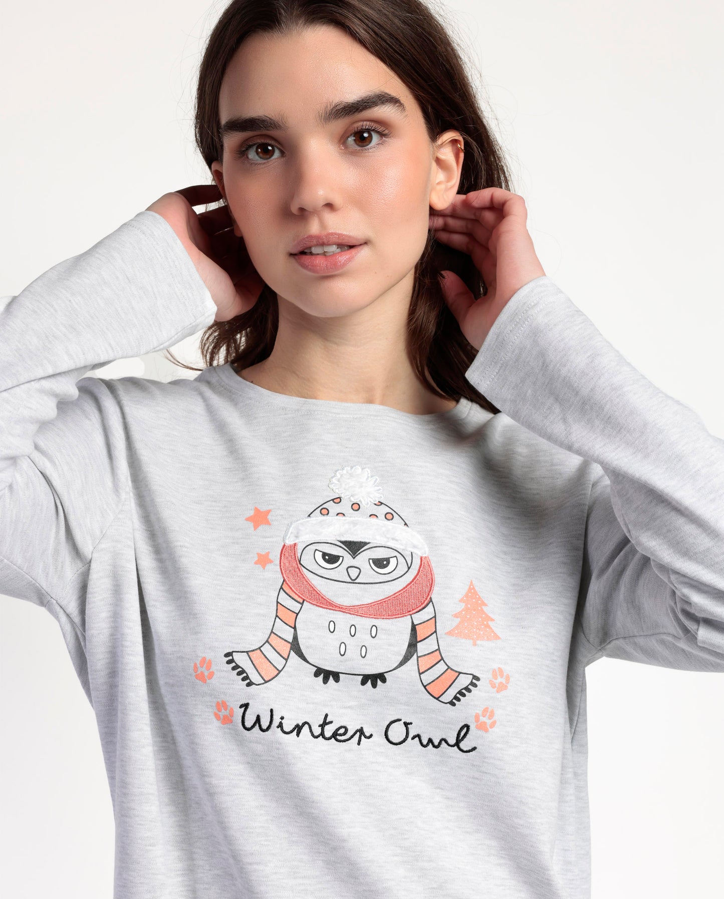 Pijama Manga Larga Winter Owl para Mujer
